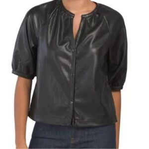 Avec Les Filles Vegan Faux Leather Top